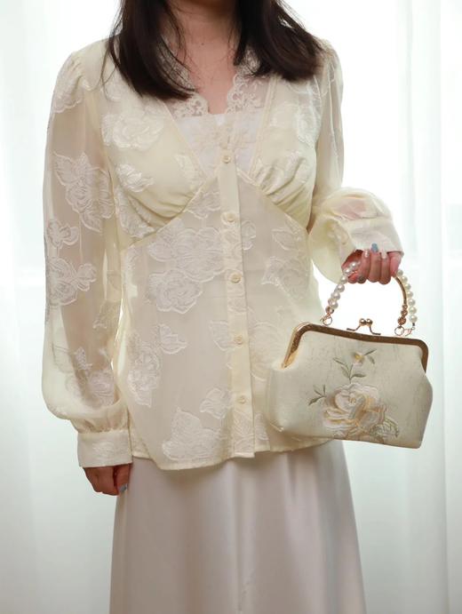 LPIUTY品牌直发！提花蕾丝V领收腰衬衫 C12TJ-99926 商品图7