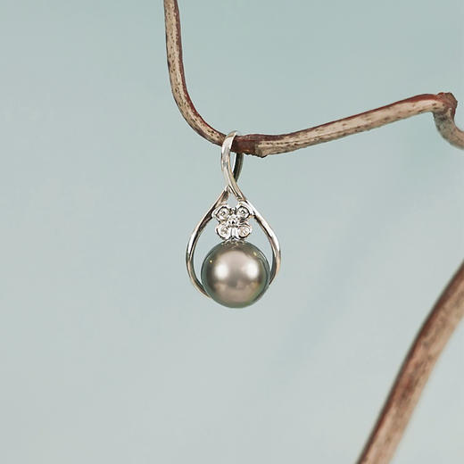 【现货】珍珠吊坠轻奢设计款黑珍珠【尺寸9.2mm】【一物一证书】 商品图1