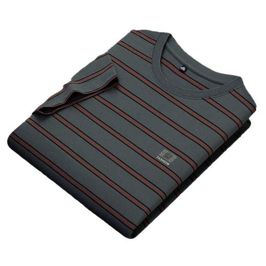 春夏中年男士短袖T恤衫圆领条纹刺绣男士POLO衫上衣   PSL-6201 商品图4