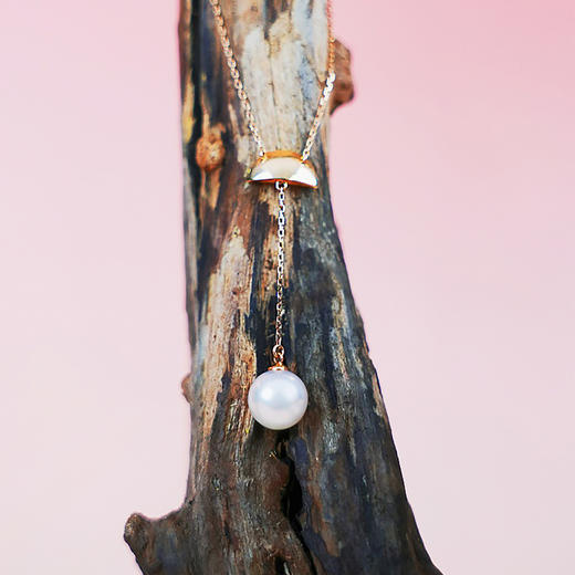 【现货】18K金珍珠项链精致简约半圆Y字链【尺寸7mm】  【一物一证书】 商品图3