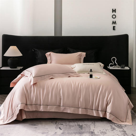 自然醒金太阳星耀臻柔棉纯色四件套丝滑细腻镂空宽边天丝棉艾草纤维床单被套床上用品KY 商品图1