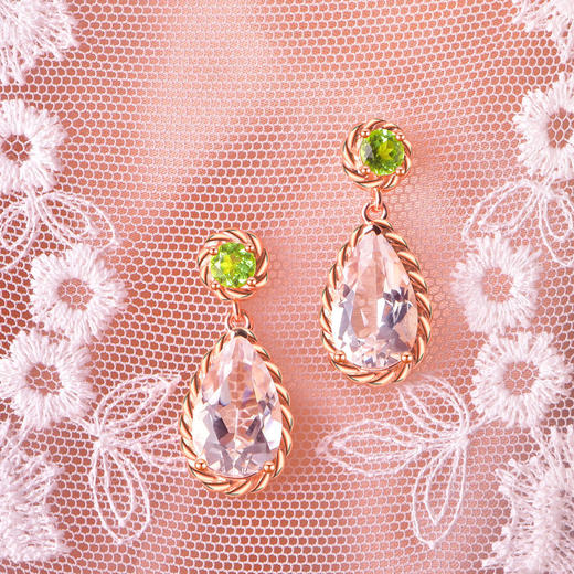 【白水晶吊坠/耳环】S925银天然白水晶吊坠橄榄石项坠时尚JP19279/JE19279 商品图6