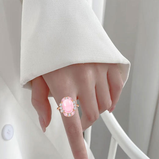 【粉水晶戒指/耳环/吊坠】S925银粉水晶均码轻奢时尚芙蓉石JR25006/JE25006/JP25006 商品图3