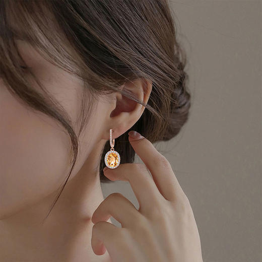 【黄水晶耳环】耳坠女S925银黄水晶轻奢时尚彩色宝石耳扣耳钉饰品JE25010 商品图2