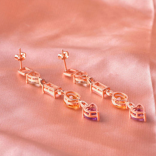 【彩色宝石耳环】S925银天然水晶彩色宝石轻奢耳饰品JE19287 商品图3