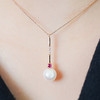 【现货】18K金0珍珠项链红宝石镶嵌轻奢设计款【尺寸8.2mm】  【一物一证书】 商品缩略图1