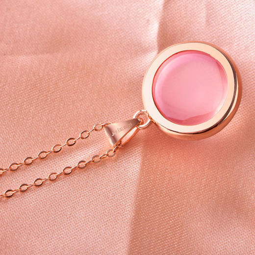 【粉水晶吊坠】项链女S925银天然粉水晶吊坠芙蓉石项坠JP19268-9 商品图3