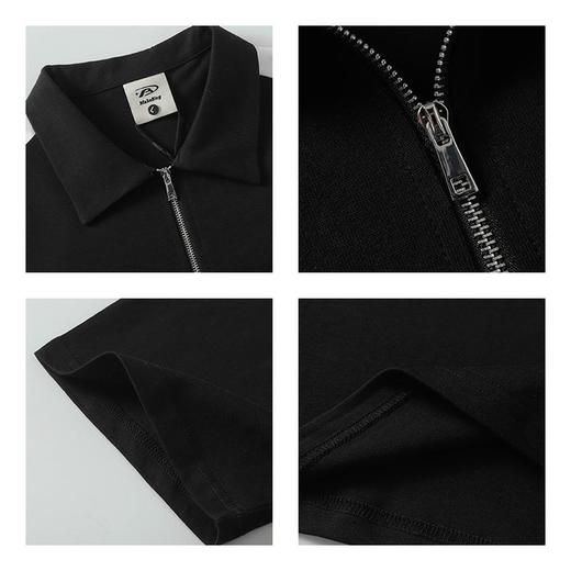 布老哥Blog美式复古撞色拼接拉链polo衫百搭重磅宽松拉链短袖D113 商品图4