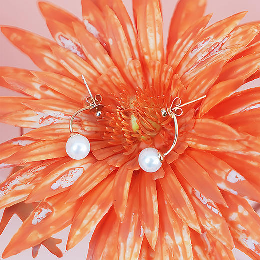 【现货】18K金珍珠耳环弧形后挂养耳洞神器防丢失经典款【尺寸6.3mm】  【一物一证书】 商品图1