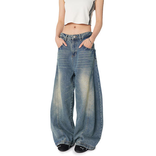 【Achock官方店】美式复古弯刀裤男女小众设计感潮牌宽松阔腿长裤 商品图2