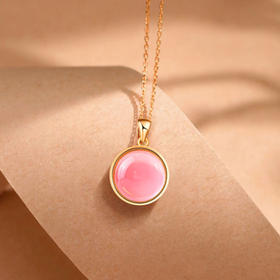 【粉水晶吊坠】项链女S925银天然粉水晶吊坠芙蓉石项坠JP19268-9