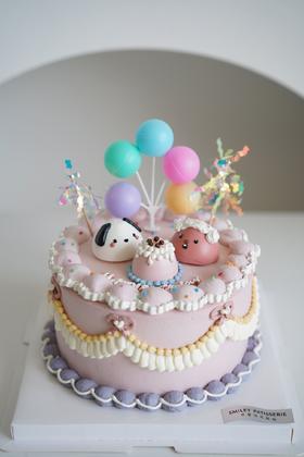 手绘奶油蛋糕 | 鲜果原味奶油 - loopy和帕恰狗