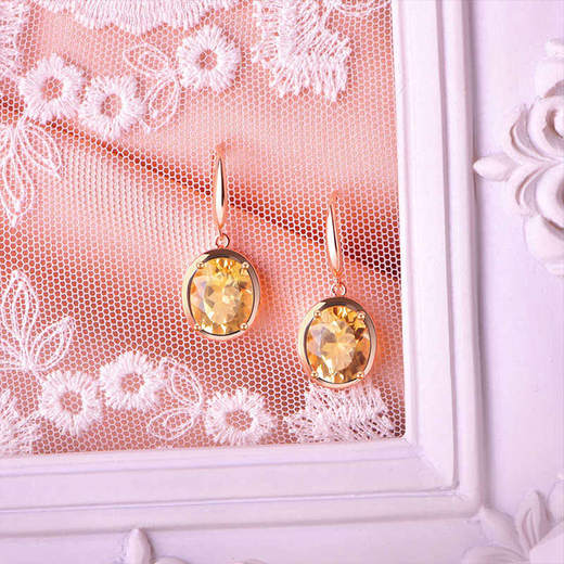 【黄水晶耳钩】耳坠女S925银黄水晶轻奢时尚彩色宝石耳钩耳环饰品JE25007 商品图1