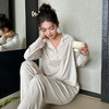 春夏天丝棉桑蚕丝家居服 软糯透气纯色可外穿翻领睡衣套装 商品缩略图8