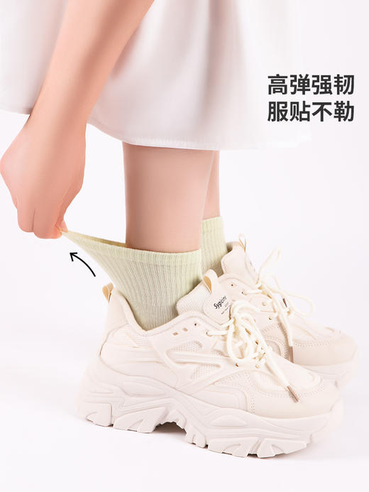 5双 足装秀高棉女网眼短筒袜春夏无骨防臭高弹纯色日系吸汗女短袜 商品图2