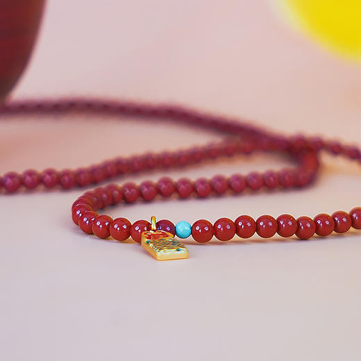 【现货】朱砂项链复古紫砂素面圆珠本命年锦鲤福牌【单珠尺寸4mm】  【一物一证书】 商品图3