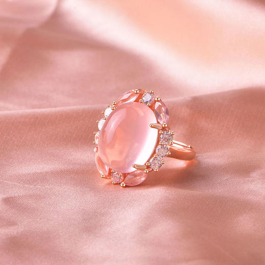 【粉水晶戒指/耳环/吊坠】S925银粉水晶均码轻奢时尚芙蓉石JR25006/JE25006/JP25006 商品图2