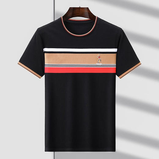 男士短袖t恤条纹撞色新款潮流男装圆领宽条纹短袖T恤    PSL-6182* 商品图2