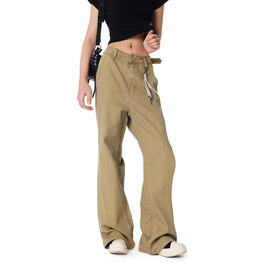 【Achock官方店】美式复古牛仔裤男女设计感宽松阔腿简约工装长裤 商品图1