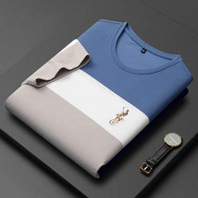 宽条纹短袖t恤男装上衣休闲大码体恤衫潮牌百搭圆领短袖T恤    PSL-6183