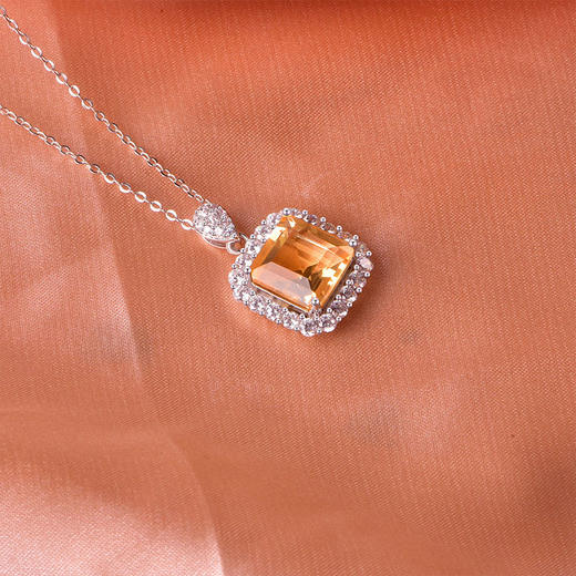 【黄水晶吊坠】S925银黄水晶吊坠彩色宝石时尚轻奢项坠JP19281 商品图1