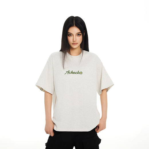 【Achock官方店】花卉刺绣logo短袖T恤男女美式设计感休闲体恤潮 商品图1