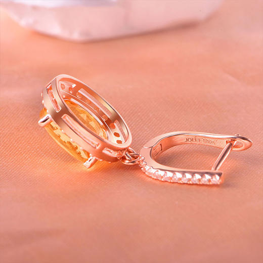 【黄水晶耳环】耳坠女S925银黄水晶轻奢时尚彩色宝石耳扣耳钉饰品JE25010 商品图3