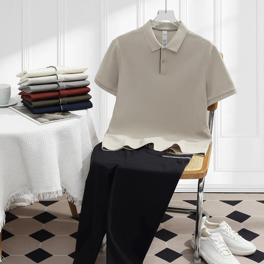 精选40S高端长绒棉柔软透气清凉舒适冰感男士翻领时尚商务休闲polo衫  HLS-GS82019 商品图0