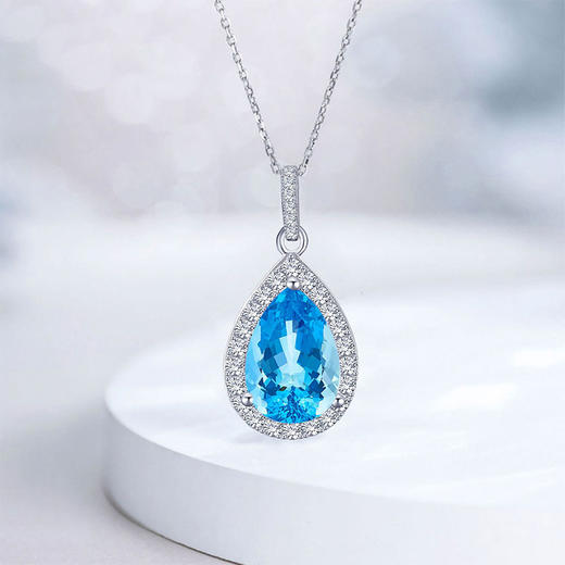 【托帕石吊坠】项链女S925银托帕石轻奢时尚彩色宝石吊坠饰品JP25003 商品图0
