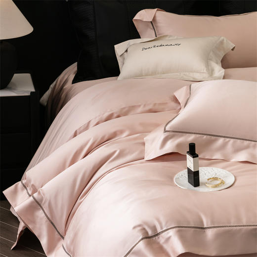 自然醒金太阳星耀臻柔棉纯色四件套丝滑细腻镂空宽边天丝棉艾草纤维床单被套床上用品KY 商品图3