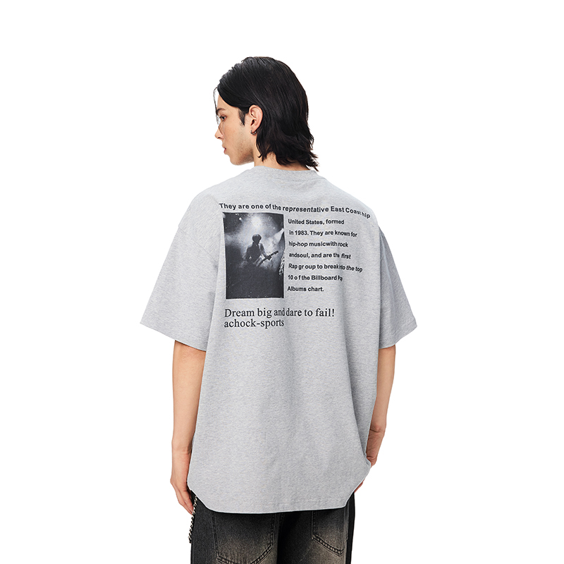 【Achock官方店】美式复古短袖T恤男女潮牌重磅印花情侣半袖体恤