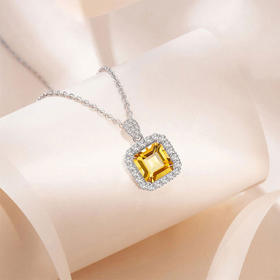 【黄水晶吊坠】S925银黄水晶吊坠彩色宝石时尚轻奢项坠JP19281