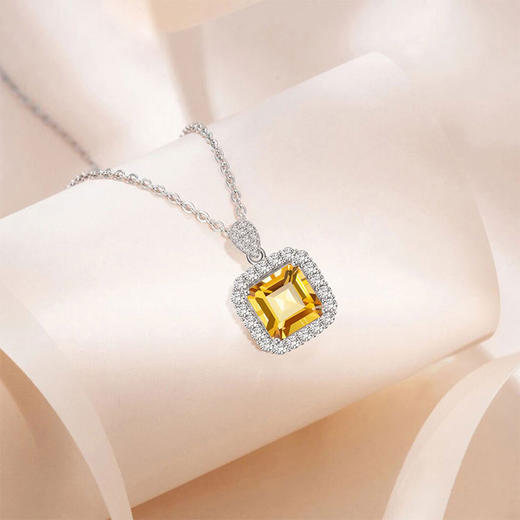 【黄水晶吊坠】S925银黄水晶吊坠彩色宝石时尚轻奢项坠JP19281 商品图0