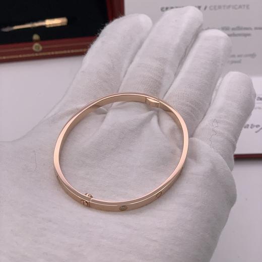 【95新】Cartier卡地亚LOVE系列18K玫瑰金窄版六钻LOVE手镯16号中性款现售价：33300！ 商品图7