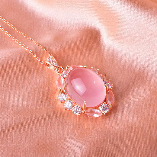 【粉水晶戒指/耳环/吊坠】S925银粉水晶均码轻奢时尚芙蓉石JR25006/JE25006/JP25006 商品图9