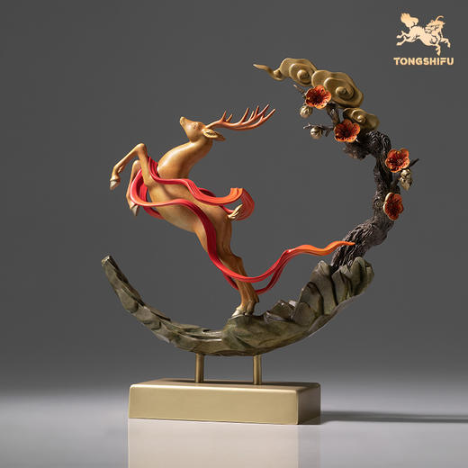 铜师傅《一路腾达》客厅桌面铜鹿摆件 家居装饰工艺品摆件 商品图1