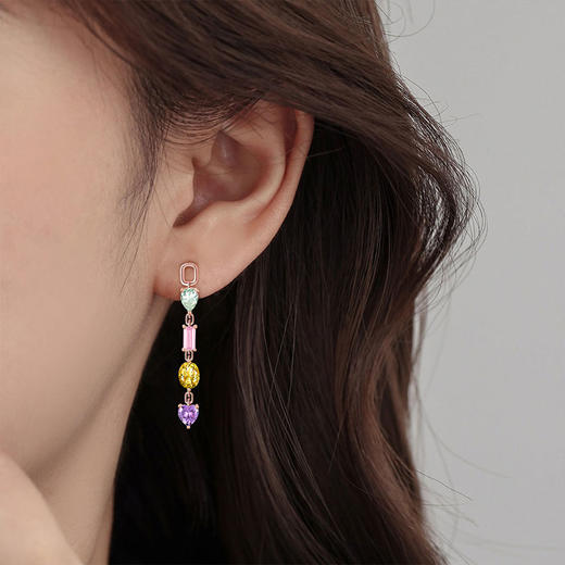 【彩色宝石耳环】S925银天然水晶彩色宝石轻奢耳饰品JE19287 商品图2