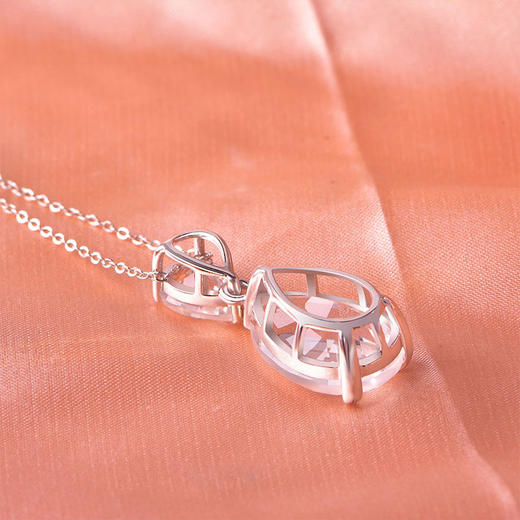 【白水晶吊坠】S925银天然白水晶吊坠彩色宝石时尚轻奢项坠JP19286 商品图3