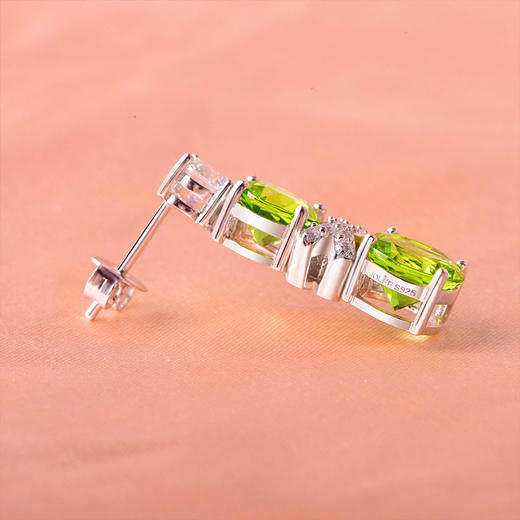 【橄榄石耳环】耳钉女S925银橄榄石轻奢时尚彩色宝石耳饰品JE25011 商品图3