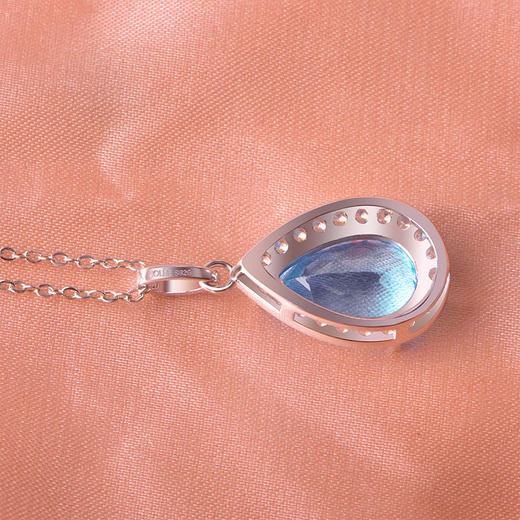 【托帕石吊坠】项链女S925银托帕石轻奢时尚彩色宝石吊坠饰品JP25003 商品图3