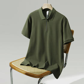 半拉链翻领男士百搭短袖时尚休闲高端潮牌青年上衣  HLS-GS82022