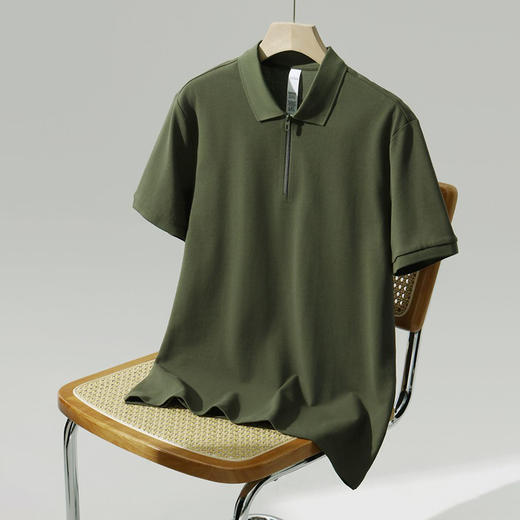 半拉链翻领男士百搭短袖时尚休闲高端潮牌青年上衣  HLS-GS82022 商品图0