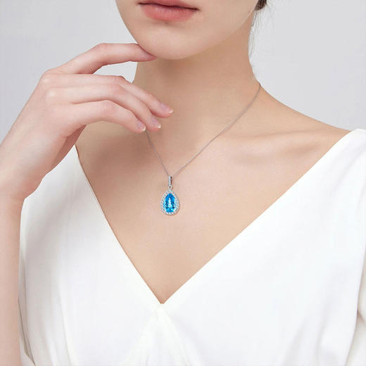 【托帕石吊坠】项链女S925银托帕石轻奢时尚彩色宝石吊坠饰品JP25003 商品图2