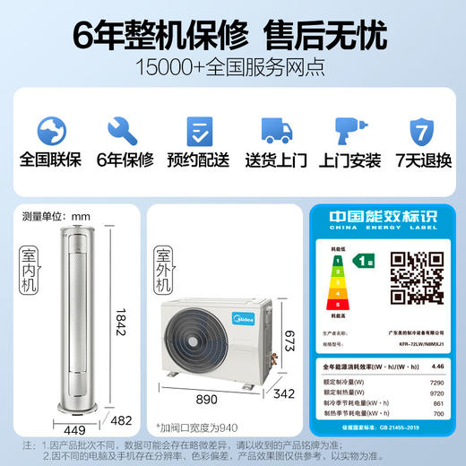 国补到手价5839元 美的3匹 京耀 变频冷暖 防直吹 新一级能效 大出风口 快速冷暖 第四代智清洁 0.5℃温度调节 一键智控温 KFR-72LW/N8MXJ1 商品图6