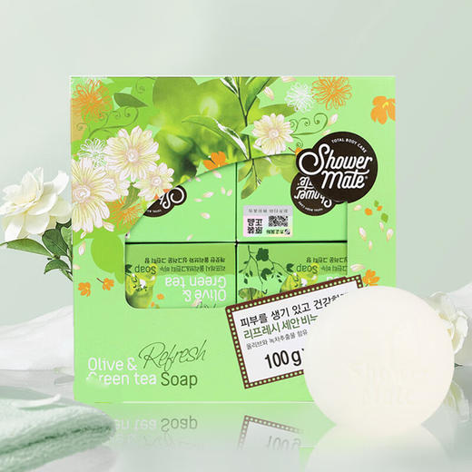 【3块装】韩国进口爱敬KCS玫瑰花香绿茶精油香皂洁面沐浴两用皂香水洗脸皂 100g/块 商品图3