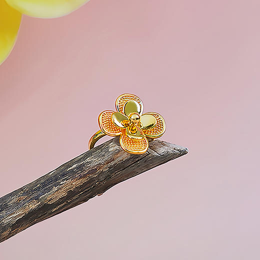 【现货】  足金999 5D工艺 戒指双层花朵设计款【金重约4.01g圈口18.6mm】  【一物一广州省检标签】 商品图3