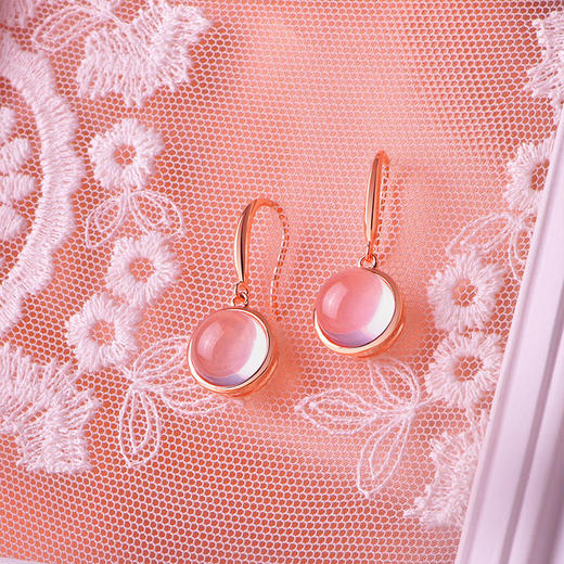 【粉水晶耳环】耳坠女天然粉水晶S925银耳饰品时尚轻奢芙蓉石耳钉JE25001 商品图1