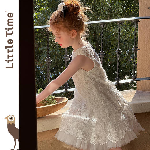 Little time女童连衣裙夏装2025新款儿童蕾丝网纱背心裙公主裙 商品图1