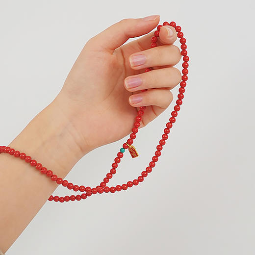 【现货】朱砂项链帝王红砂素面圆珠本命年转运护身福【单珠尺寸4mm】  【一物一证书】 商品图2