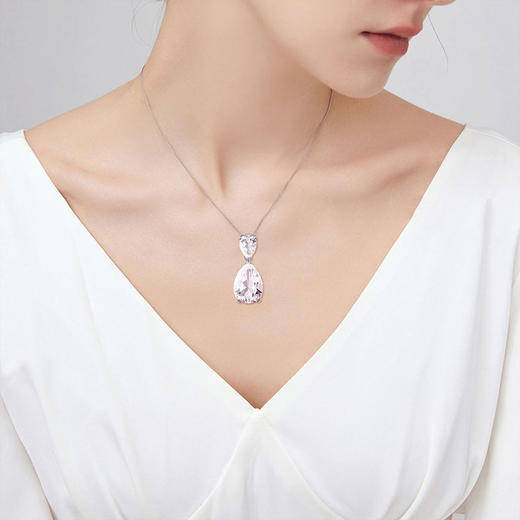 【白水晶吊坠】S925银天然白水晶吊坠彩色宝石时尚轻奢项坠JP19286 商品图2